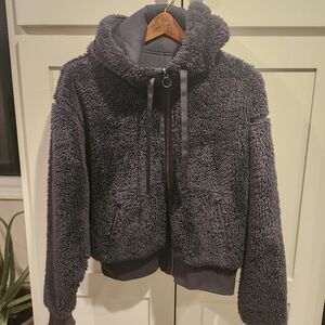 Fuzzy reversible women's purple jacket